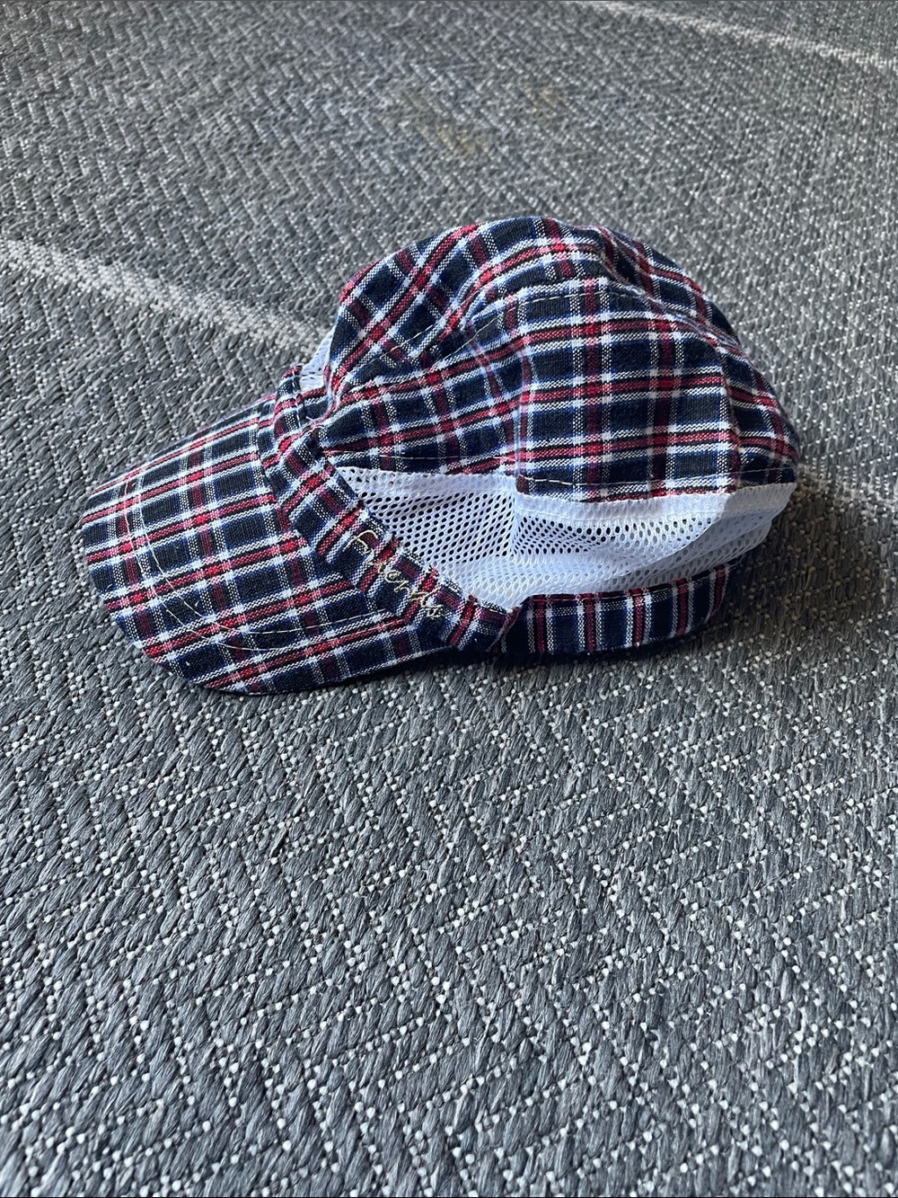 Kids Plaid Cap with White Mesh Panels